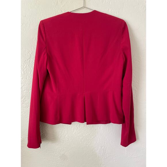 Banana Republic Red Blazer Holidays Zip Sleeves SZ 4 Corporate Goth Office Work - Picture 5 of 8